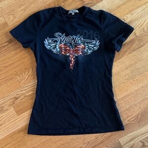 Sturgis 2016 Black Graphic Tee with Winged Design Small Womens fit